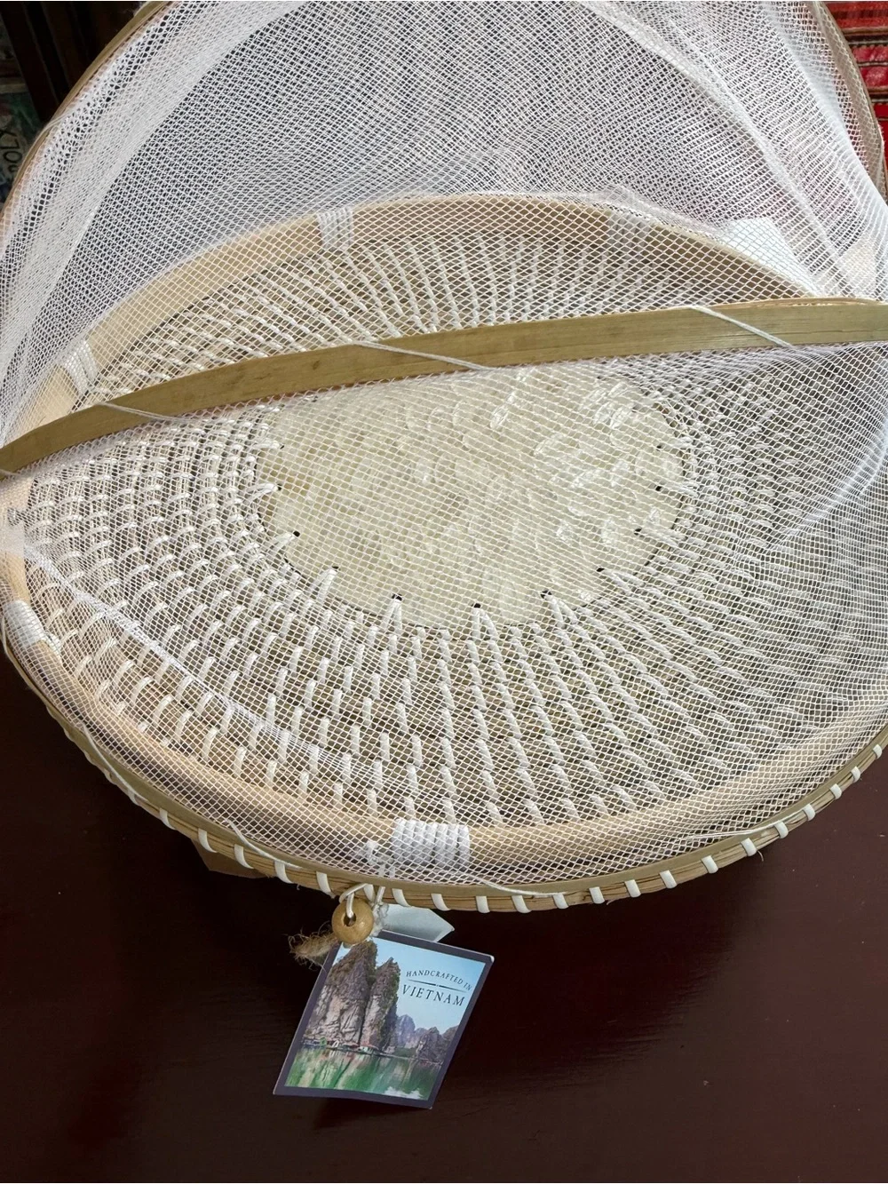 Handwoven Natural and White Decorative Food Serving Basket